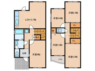 愛知県春日井市石尾台1【一戸建】の間取り