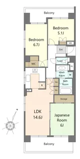 横浜伊勢佐木南パーク・ホームズ【11階】の間取り