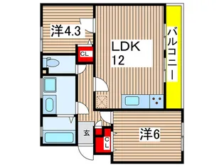 なるみグリ-ンコ-ポ5号棟【2階】の間取り