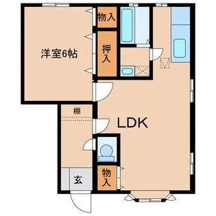 栃木県塩谷郡高根沢町大字宝積寺【アパート】の間取り