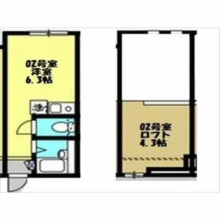 フロンティアアパートメント黄金町【1階】の間取り