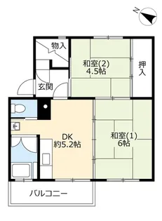 2DKの間取り画像