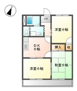ハッピーパレス北棟【2階】の間取り