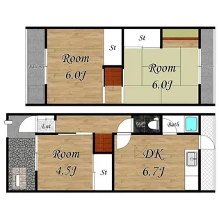 大阪府枚方市岡東町【一戸建】の間取り
