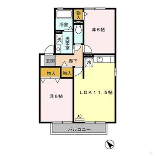 福岡県直方市大字下新入【アパート】の間取り