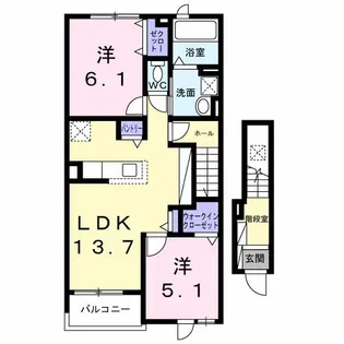 愛知県一宮市今伊勢町馬寄字北塚本【アパート】の間取り