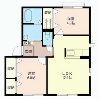 アンソレイエA【1階】の間取り