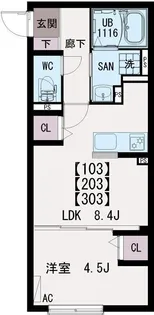 イクシオ入谷【1階】の間取り