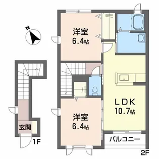 シャーメゾンエピナール F棟【2階】の間取り