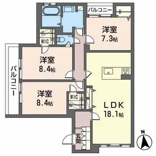 ザ・ガーデンコートハウス【3階】の間取り
