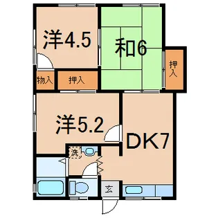 ハイツ大上B【1階】の間取り
