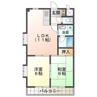 第三宮脇笹川ハイツA棟【4階】の間取り