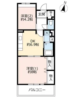 URアルビス五月ヶ丘【4階】の間取り