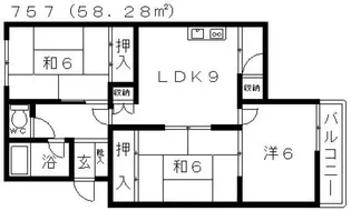 羽曳野グランドハイツ【1階】の間取り