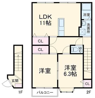 ハイステージ富塚【2階】の間取り