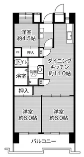 ビレッジハウス光南タワー1号棟【6階】の間取り