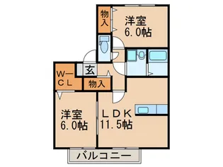 ラ・サーラグランデ B【2階】の間取り