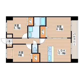 アークデュオ仙台苦竹【6階】の間取り