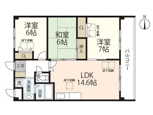 ルネスほりえ3号棟【3階】の間取り