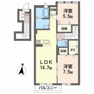 シャーメゾン レ・フレール IV【2階】の間取り