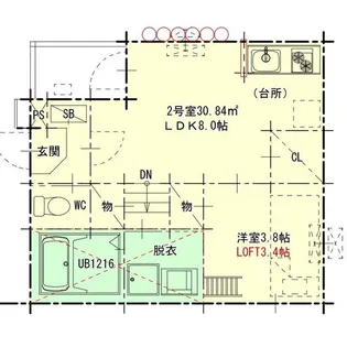 プランドール鳴海【1階】の間取り