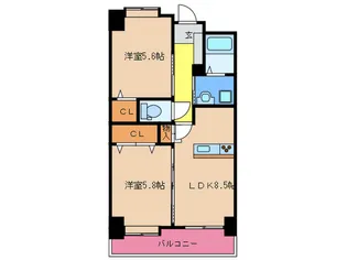 レシェンテ・ヴィラ福間【5階】の間取り