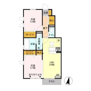 シェーングラースB【1階】の間取り