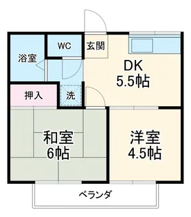 ウィングハイツ片貝【1階】の間取り
