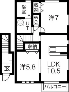 レジデンスダイドー B棟【2階】の間取り