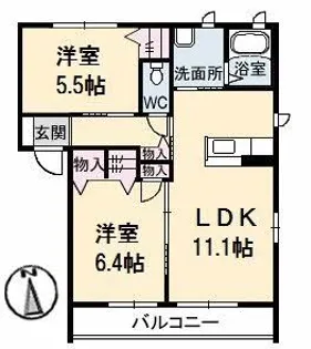 グランドレガシー B棟【2階】の間取り