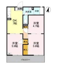 サンライズコーポ D【2階】の間取り