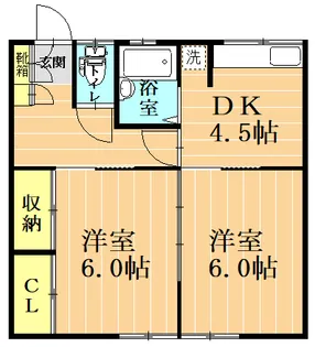 口ノ坪アパート【2階】の間取り