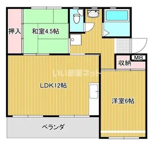 スカイコートあけの【4階】の間取り