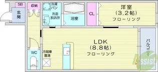 1DKの間取り画像