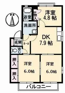 ハイツ西光寺 B棟【1階】の間取り