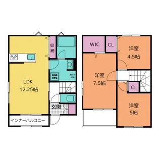 愛知県あま市七宝町川部三屋敷【一戸建】の間取り