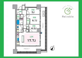 パークタワー向ヶ丘遊園【4階】の間取り
