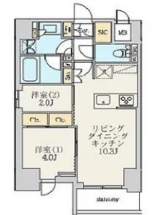 クレストコート北千住レジデンス【5階】の間取り