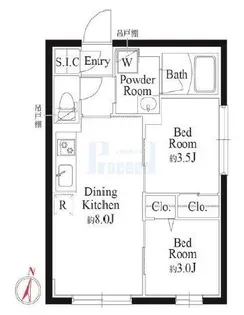 グローリオシェルト千川【2階】の間取り