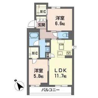 LULUBISIII美田園【3階】の間取り
