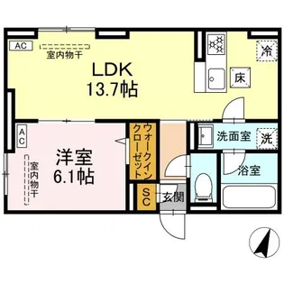 D Paina Odoriba【1階】の間取り