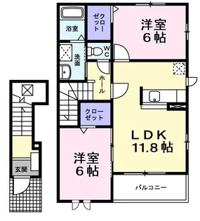 グランツ ノイA【2階】の間取り