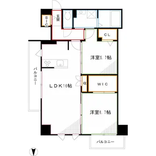 グランシャルール武蔵境【7階】の間取り