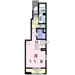 プリムローズ II B【1階】の間取り
