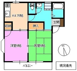 キャッスルなかの B棟【2階】の間取り