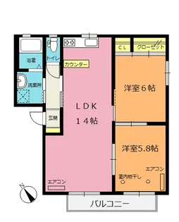 コーポ黎(コーポレイ)【2階】の間取り