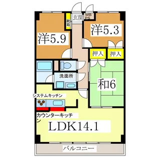 ヴィラフォーシーズン【3階】の間取り