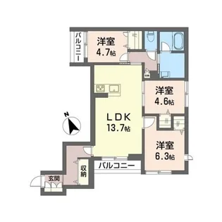 シャーメゾン ラ グラース【1階】の間取り