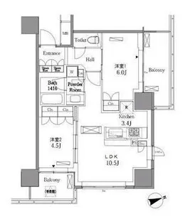レジディアタワー目黒不動前【19階】の間取り