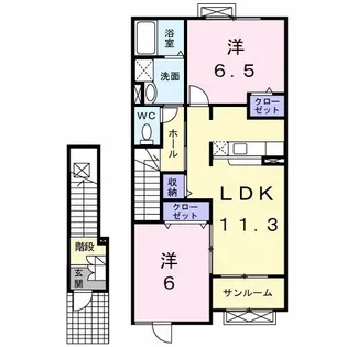 トゥー・ル・モンド・ヌーベル【2階】の間取り